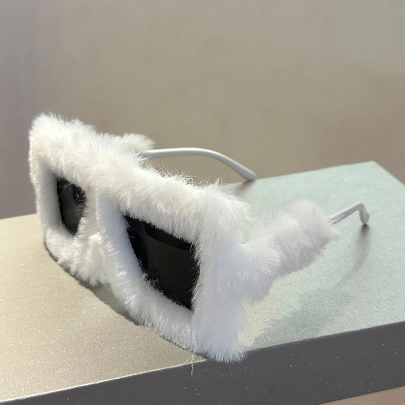 Premium Oversized Square Sunglasses - Retro Furry Frame Shades
