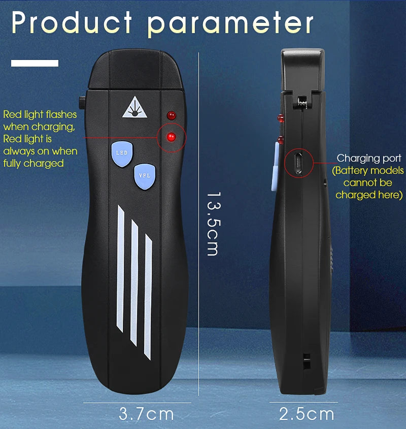 Professional Visual Fault Locator - Rechargeable Fiber Tester