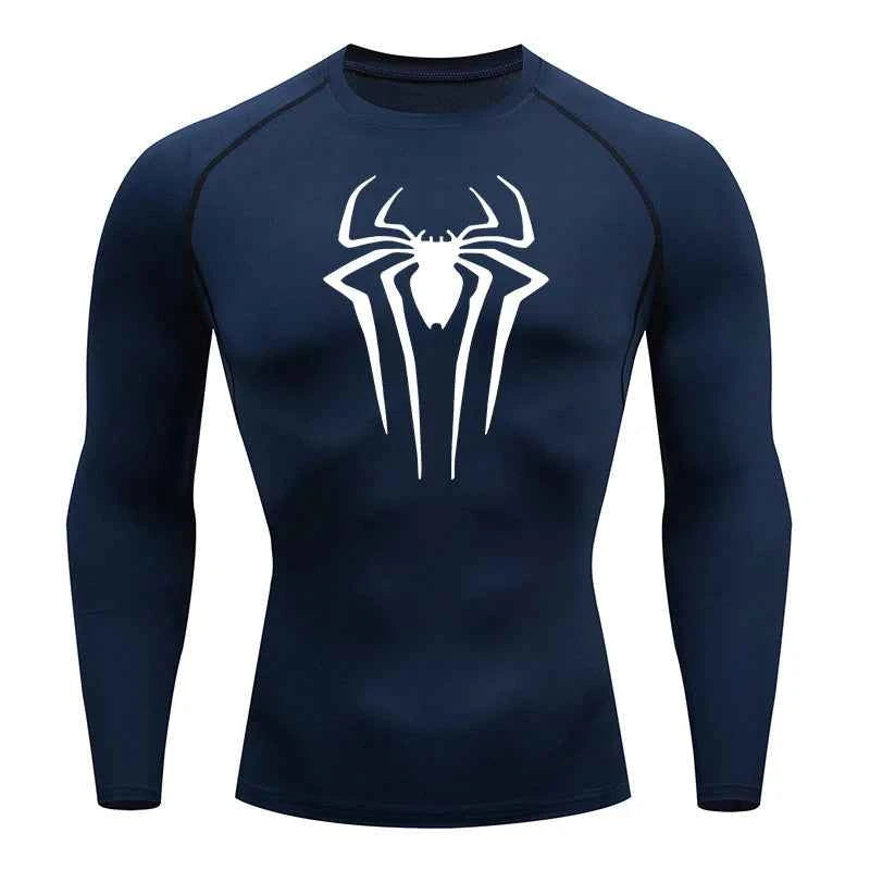 Premium Men's Spider Print Long Sleeve Compression Shirt