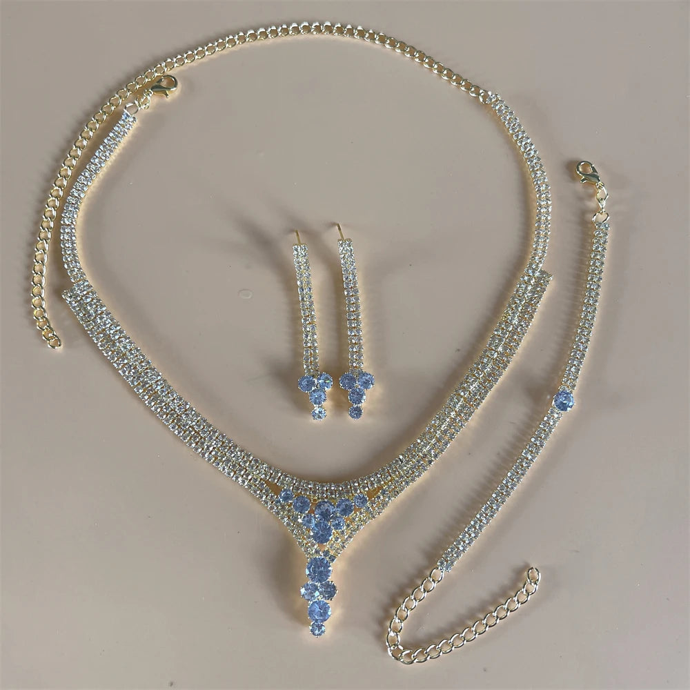 Elegant Crystal Tassel Wedding Jewelry Set - Silver & Gold