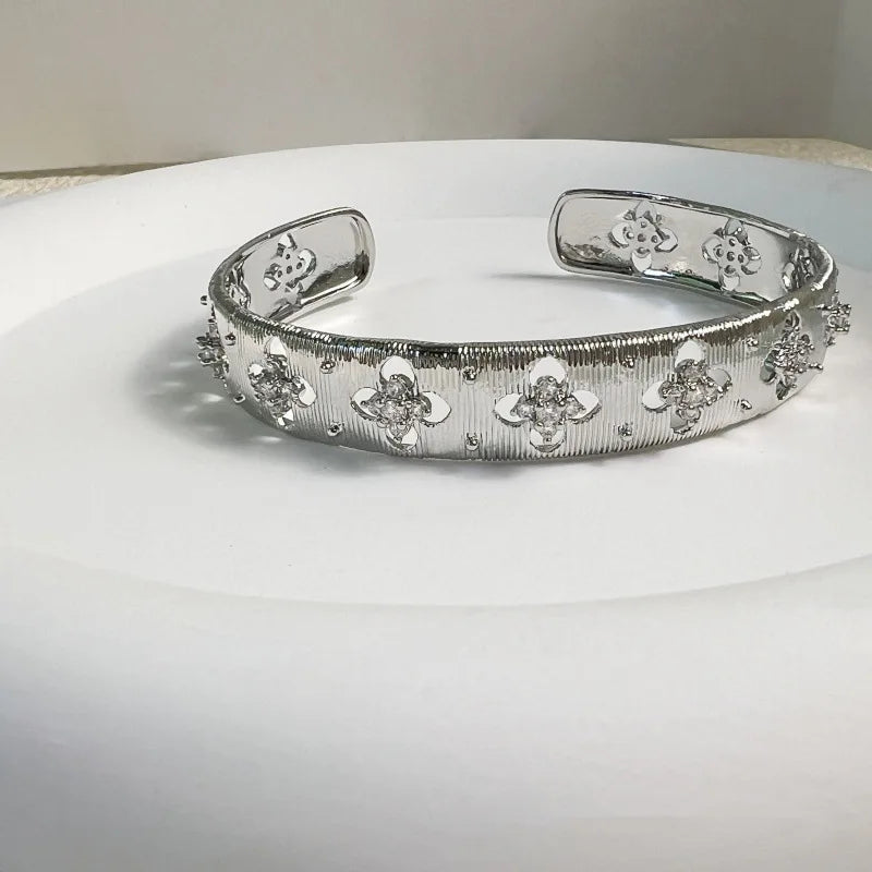 Elegant Diamond Brushed Bracelet - Women's Fashion Jewelry