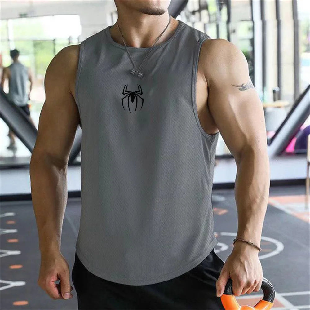 Ultimate Muscle Tank Top - Breathable Spider Print Gym Shirt