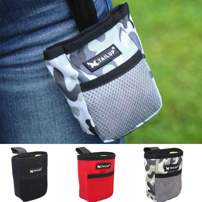 dog training treat pouch - black Oxford cloth bag with waist clip