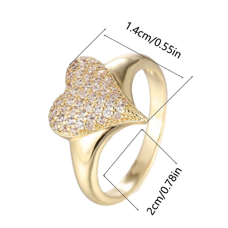 Elegant Heart Cubic Zirconia Ring - Women's Daily Wear
