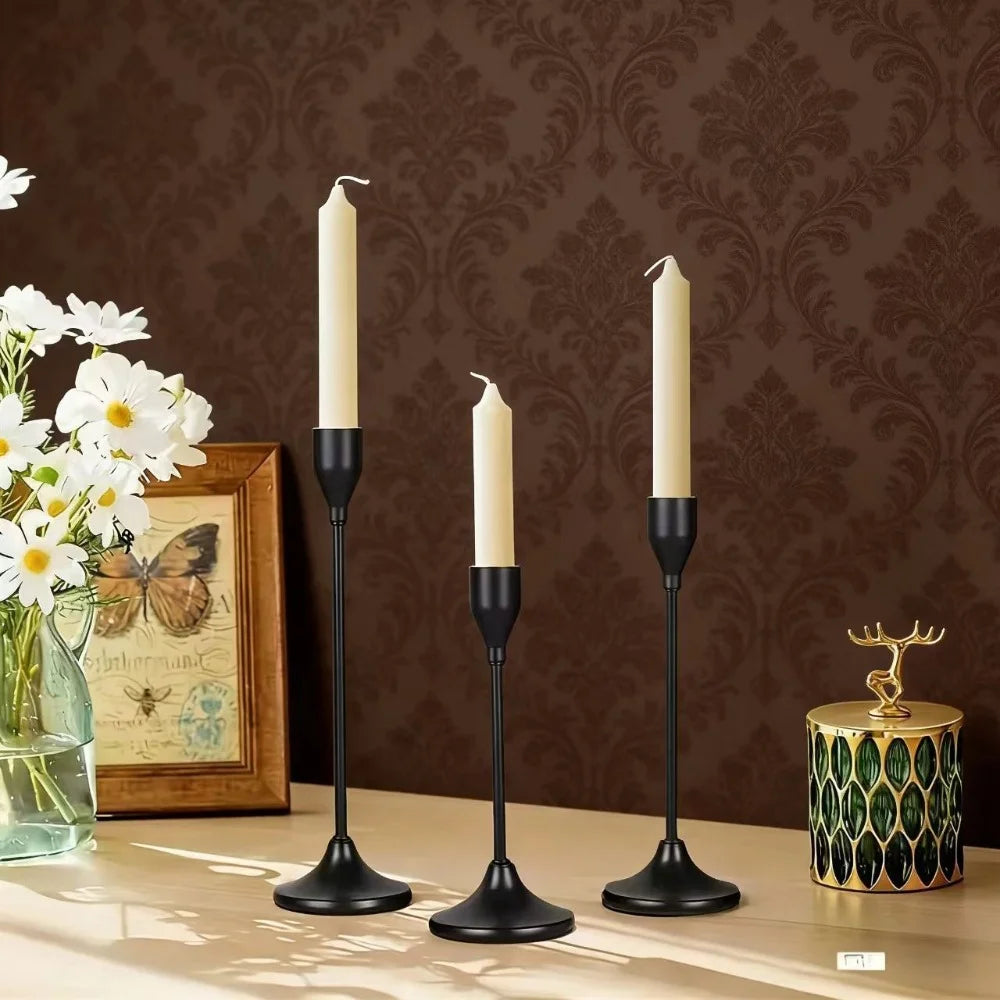 Elegant European Metal Candle Holder Set - 3 Piece