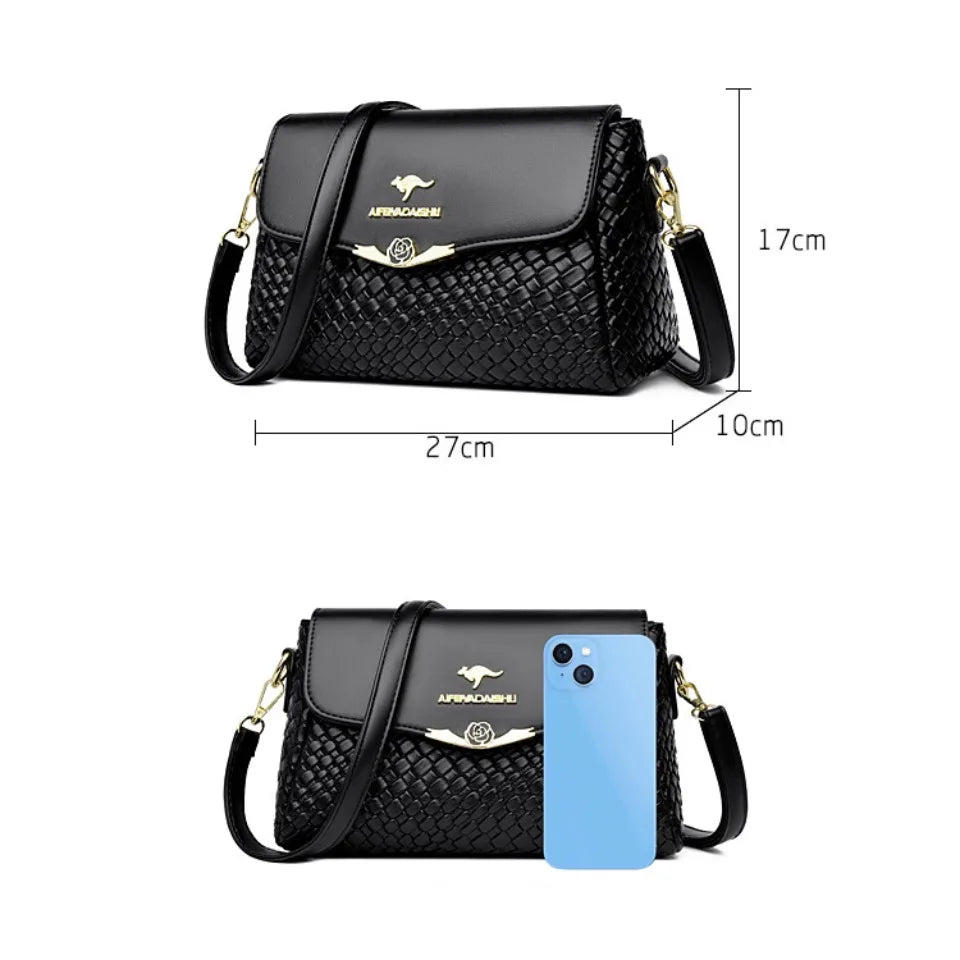 Designer Knitting Handbag - Elegant PU Leather