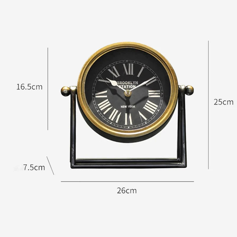 Elegant Retro Metal Desk Clock - Silent Quartz Design