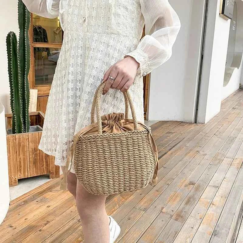 Elegant Straw Clutch - Retro Woven Rattan Bag