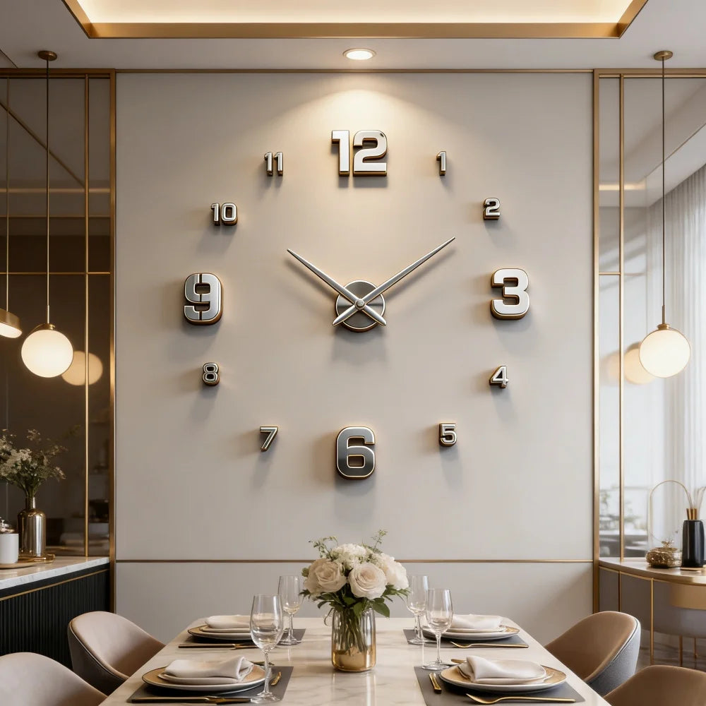 Elegant Modern Large Wall Clock - 3D DIY Quartz Design