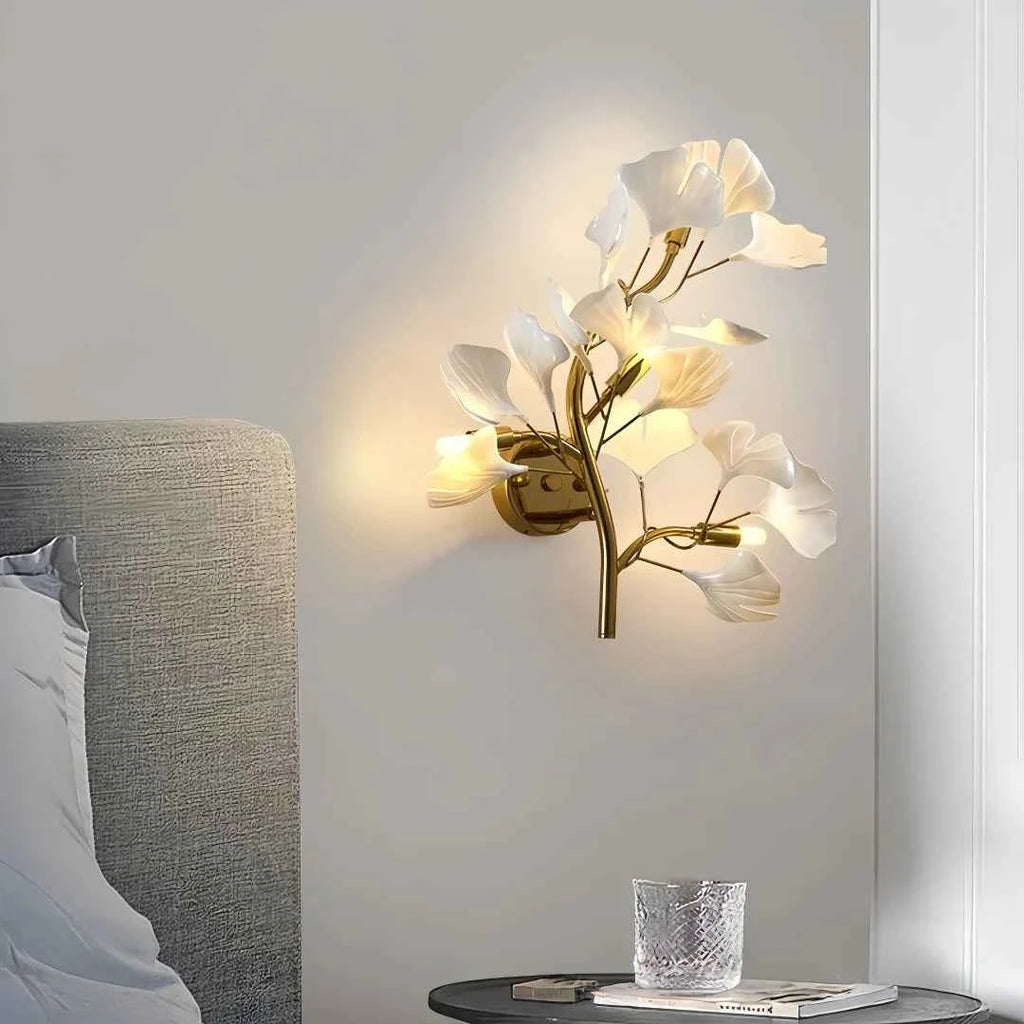 Luxury Gold Ginkgo Leaf Wall Sconce - Modern LED Wall Light