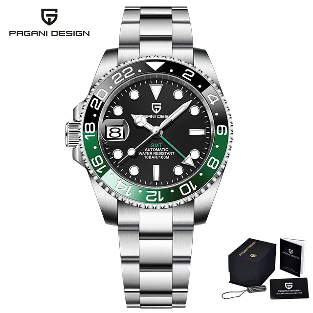 Luxury Automatic GMT Watch - 40mm Sapphire & Steel