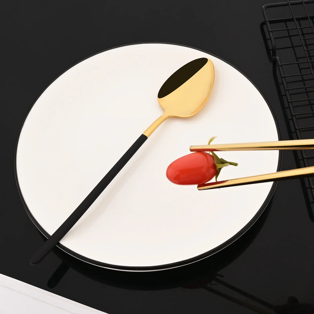 Premium Luxury Stainless Steel Cutlery Set - 8-Piece Korean Dinnerware