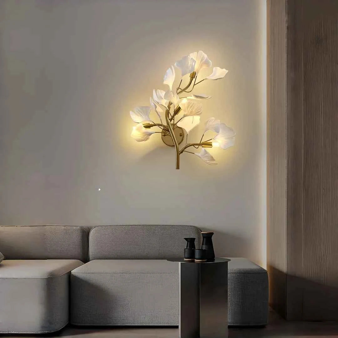 Luxury Gold Ginkgo Leaf Wall Sconce - Modern LED Wall Light