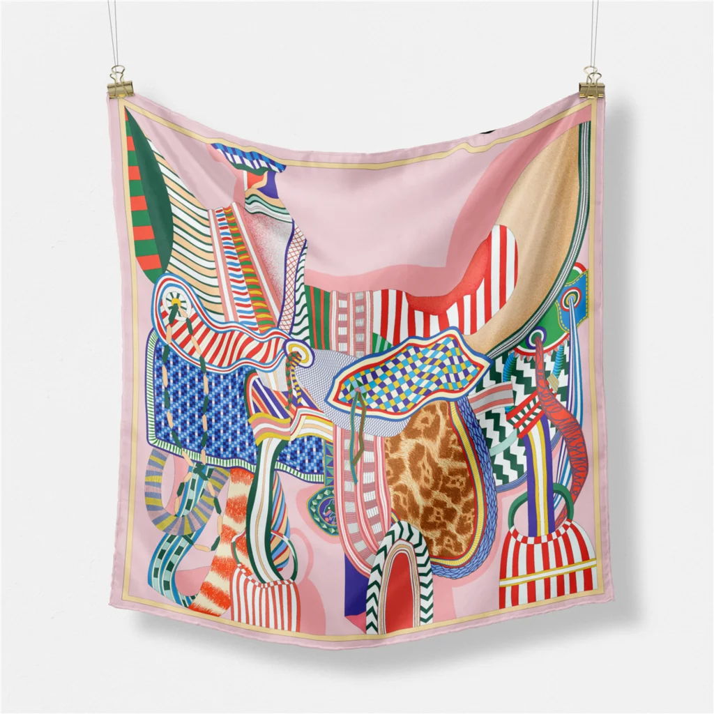 Luxury Square Silk Scarf - Designer Neckerchief & Headband