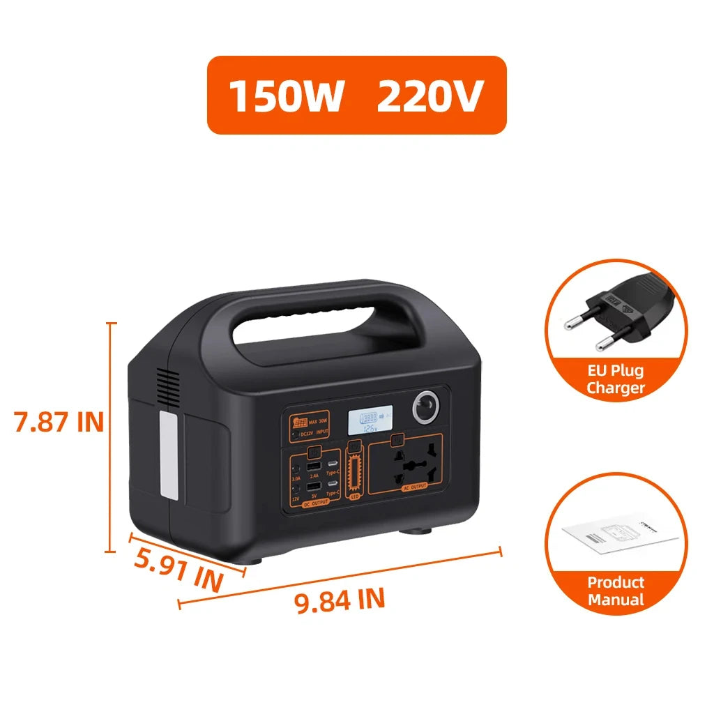 Premium 150W Portable Power Station - Solar Generator for Camping