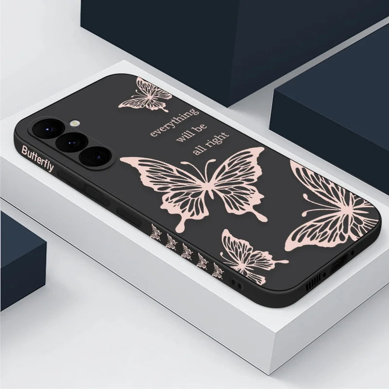 Elegant Butterfly Phone Case with Hand Lanyard - Soft Silicone