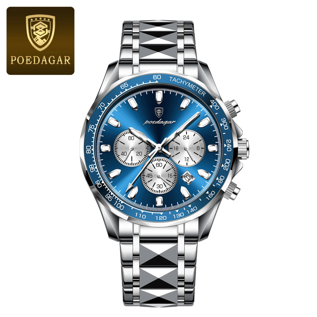 Luxury Men's Quartz Watch - Waterproof Stainless Steel Chronograph