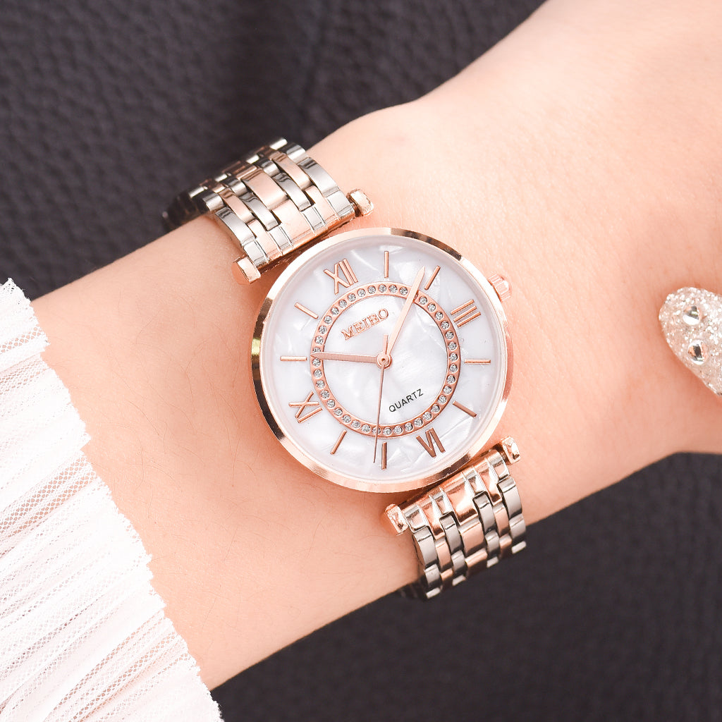 Elegant Diamond Bracelet Watch - Quartz Movement for Women