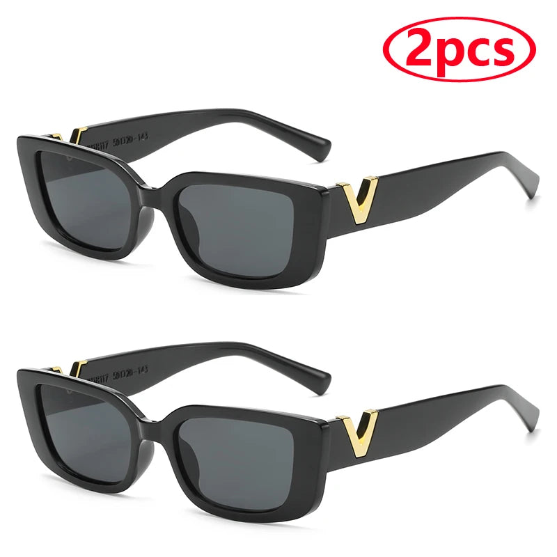 Luxury Vintage Rectangle Sunglasses - Classic Small Frame Eyewear