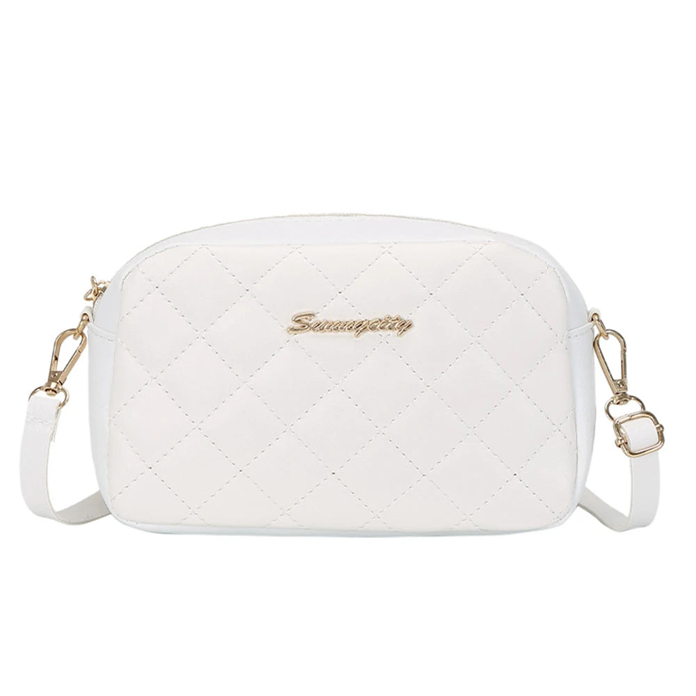 Tassel Embroidery Crossbody Bag - Chic Lingge Plaid Camera Bag with Chain Strap for Women - Tulique