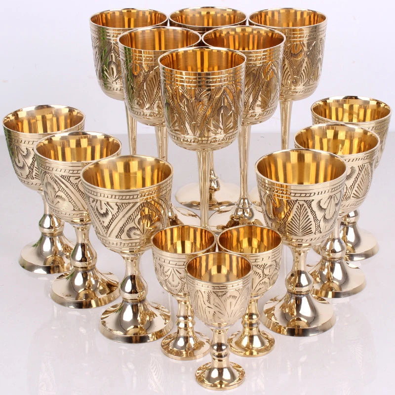 Elegant Pure Brass Wine Glass - Handmade Small Goblet