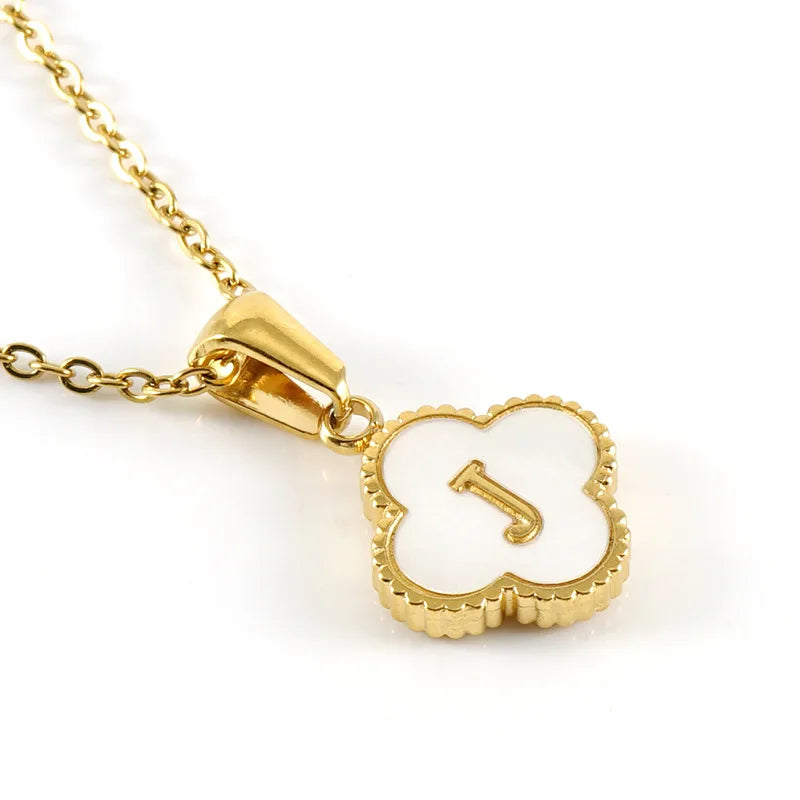 Elegant Initial Letter Necklace - Lucky Shell Gold Pendant