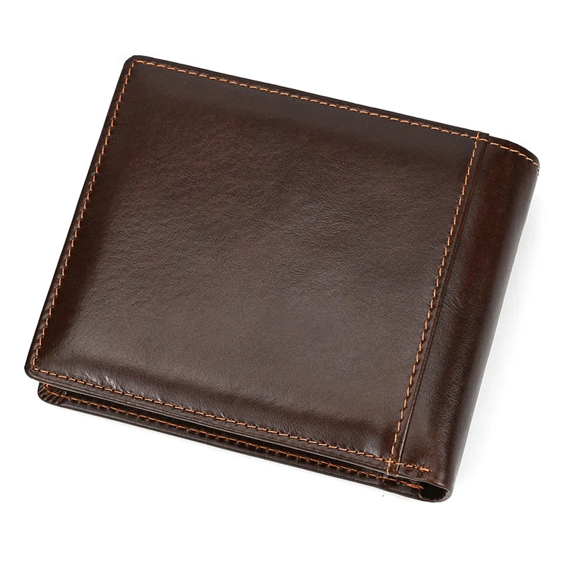 Premium Cow Leather Short Wallet - Unisex Hasp Clutch