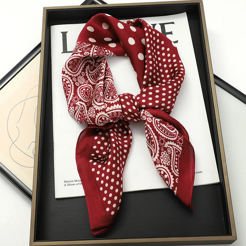 Luxury Silk Scarf - 70x70cm Square Shawl & Headband