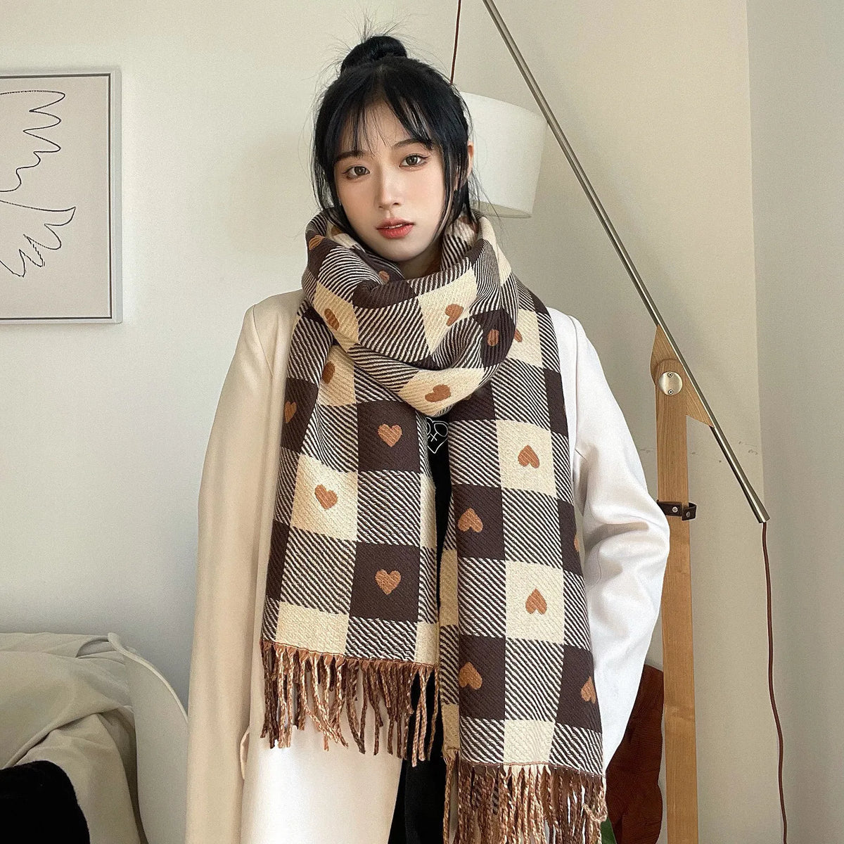 Luxury Winter Cashmere Scarf - Warm Pashmina & Long Tassels