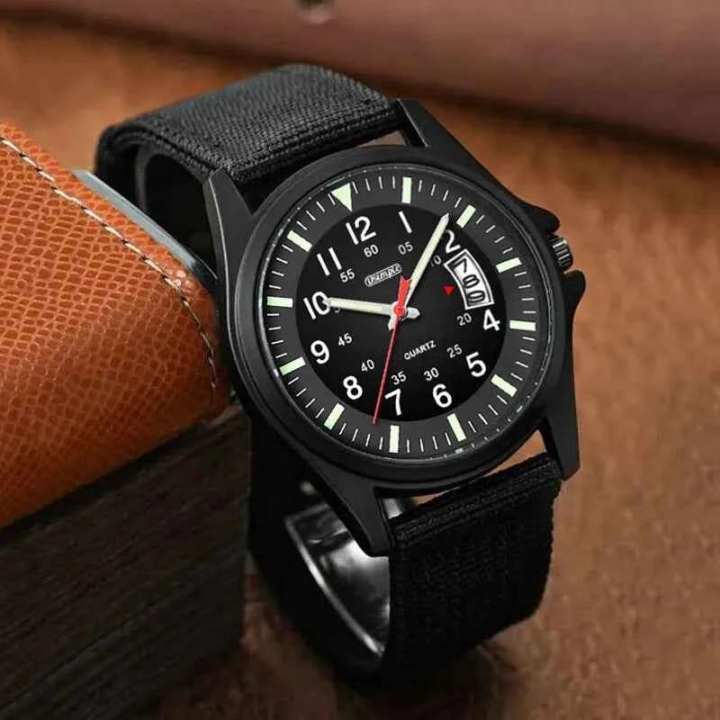 Military Quartz Watch - Durable Nylon Strap & Calendar
