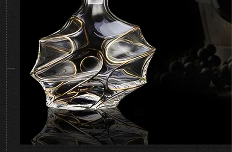 Elegant Crystal Wine Decanter - Gold Line Detail