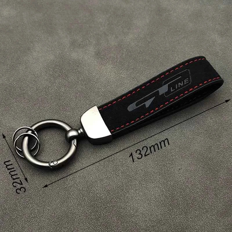 Luxury Suede Car Keychain - Premium Alloy & Leather Ring