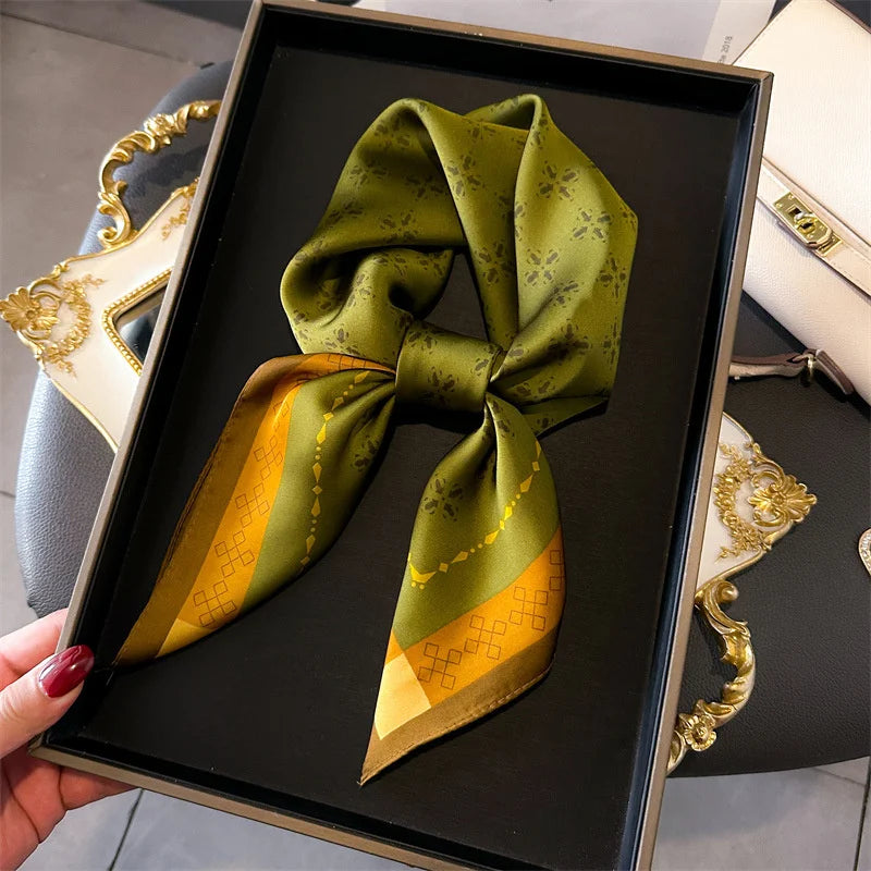 Luxury Silk Scarf - 70x70cm Square Shawl & Headband