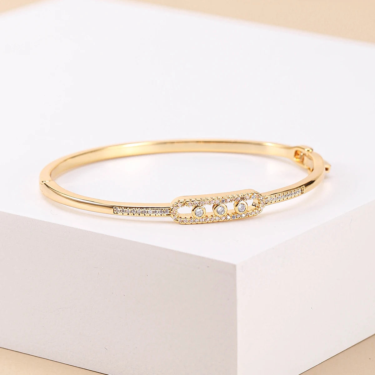Elegant 18k Gold Plated Bangle - Copper Zircon Bracelet