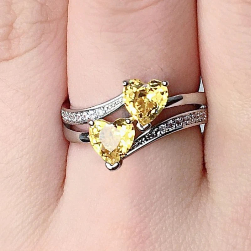 Elegant Yellow Cubic Zirconia Ring - Luxury Fashion Jewelry