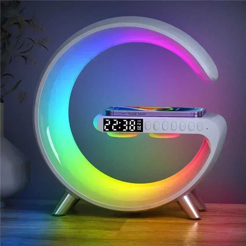 Premium Wireless Charger Desk Lamp with Bluetooth Speaker & RGB Night Light