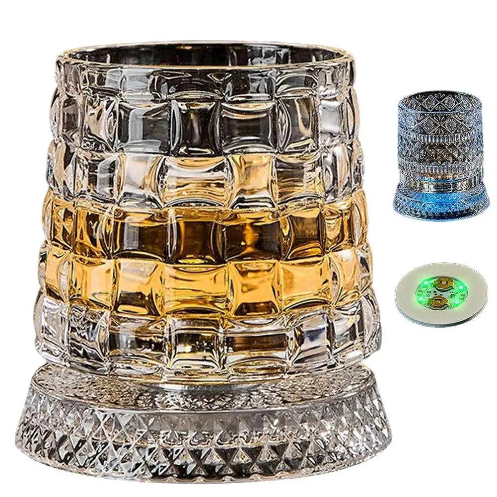 Elegant Rotating Whiskey Glass - Crystal Clear Drinkware