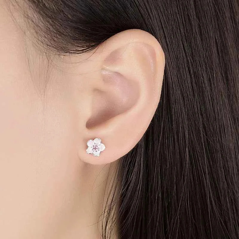 Luxury Flower Stud Earrings - 925 Silver & Zircon