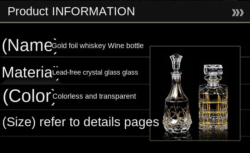 Elegant Crystal Wine Decanter - Gold Line Detail