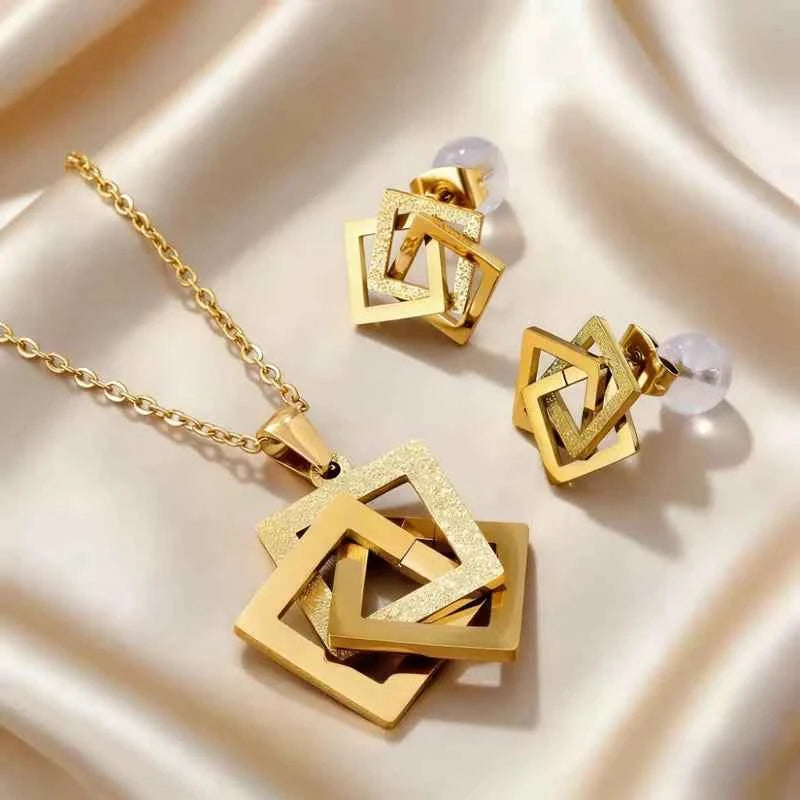 Luxury Stainless Steel Jewelry Set - Minimalist Choker & Earrings