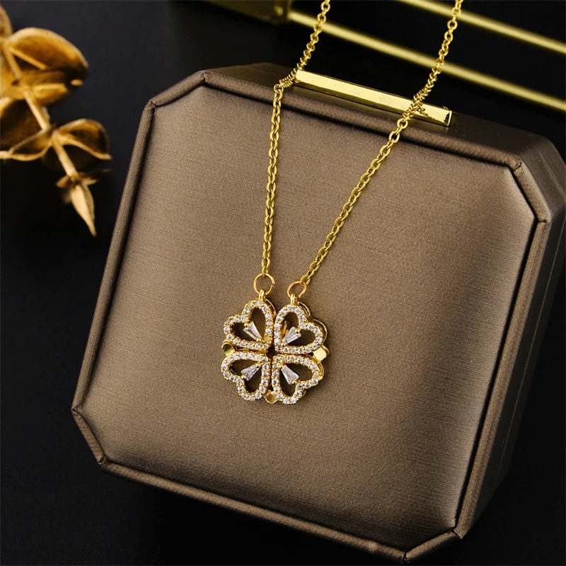 Elegant Zircon Crystal Stainless Steel Necklace