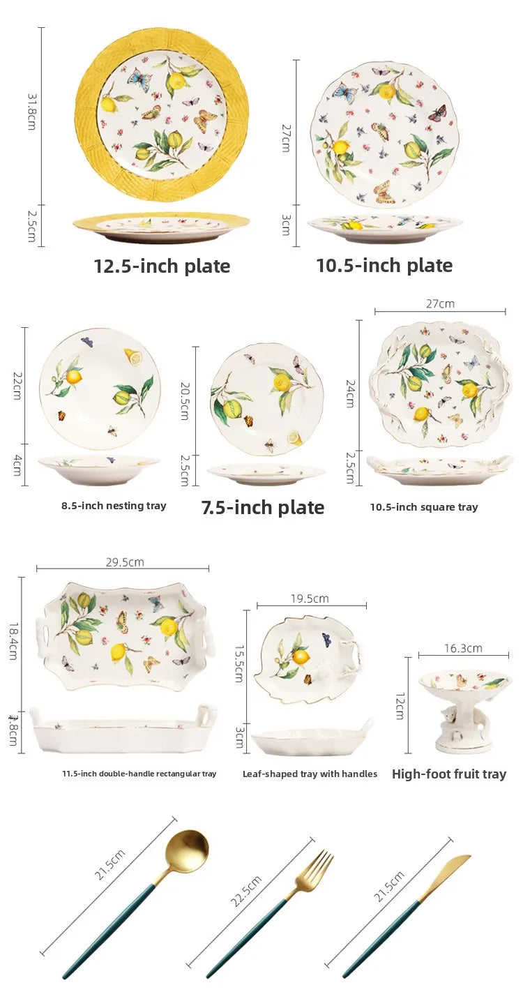 Elegant Ceramic Dinner Plate - European Style Round Dish