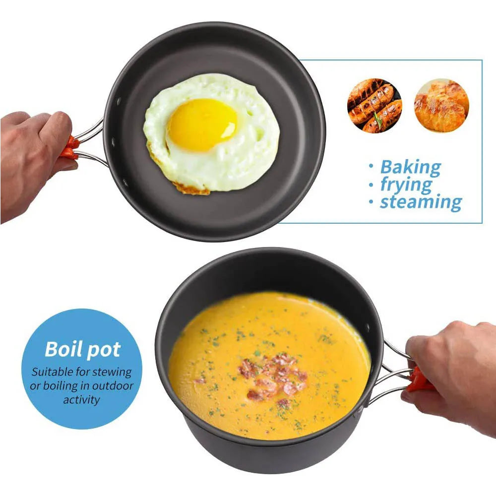 Premium Camping Cookware Kit - Compact & Durable Aluminum Set