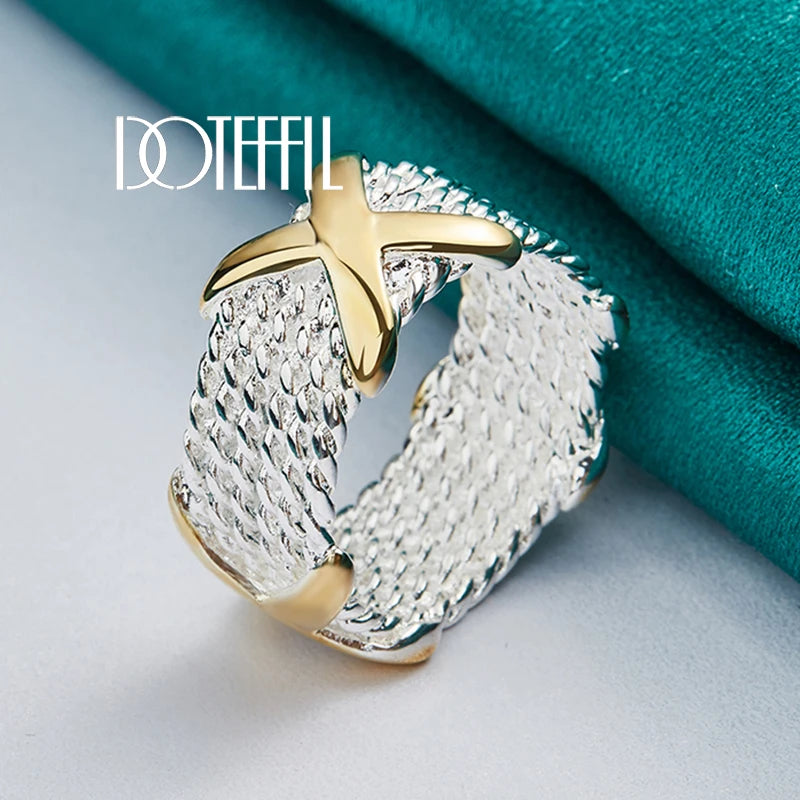 Elegant Letter X Ring - Gold Silver Tone