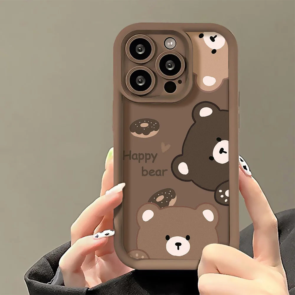 Premium Cute Bear iPhone Case - Shockproof Silicone Protection