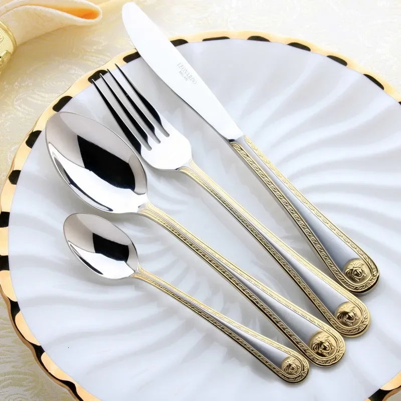 Elegant Gold Plated Cutlery Set - Vintage Western Design