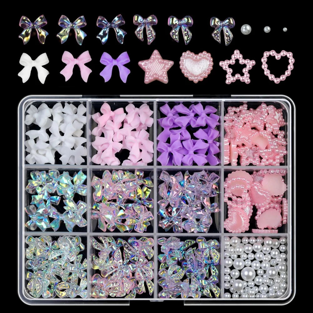 Luxury 3D Gold Bow Nail Metal Charms - 120pcs Shiny Art Supplies