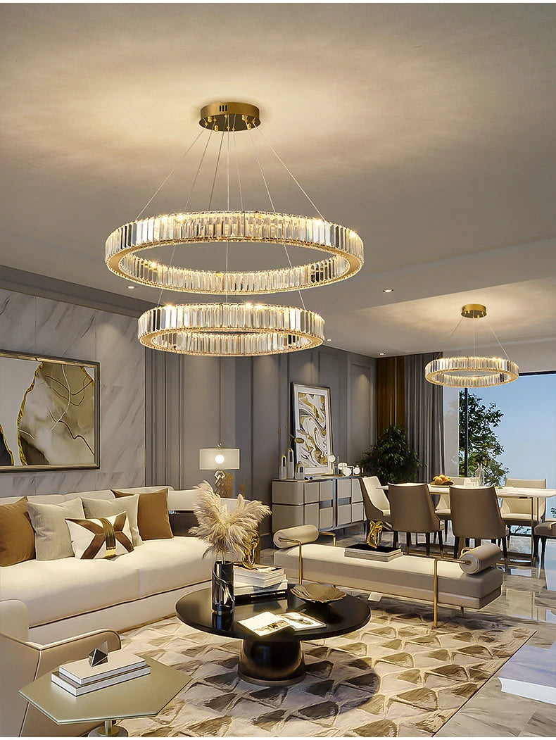 Elegant Crystal Ring Chandelier - Modern Dining Room Lighting