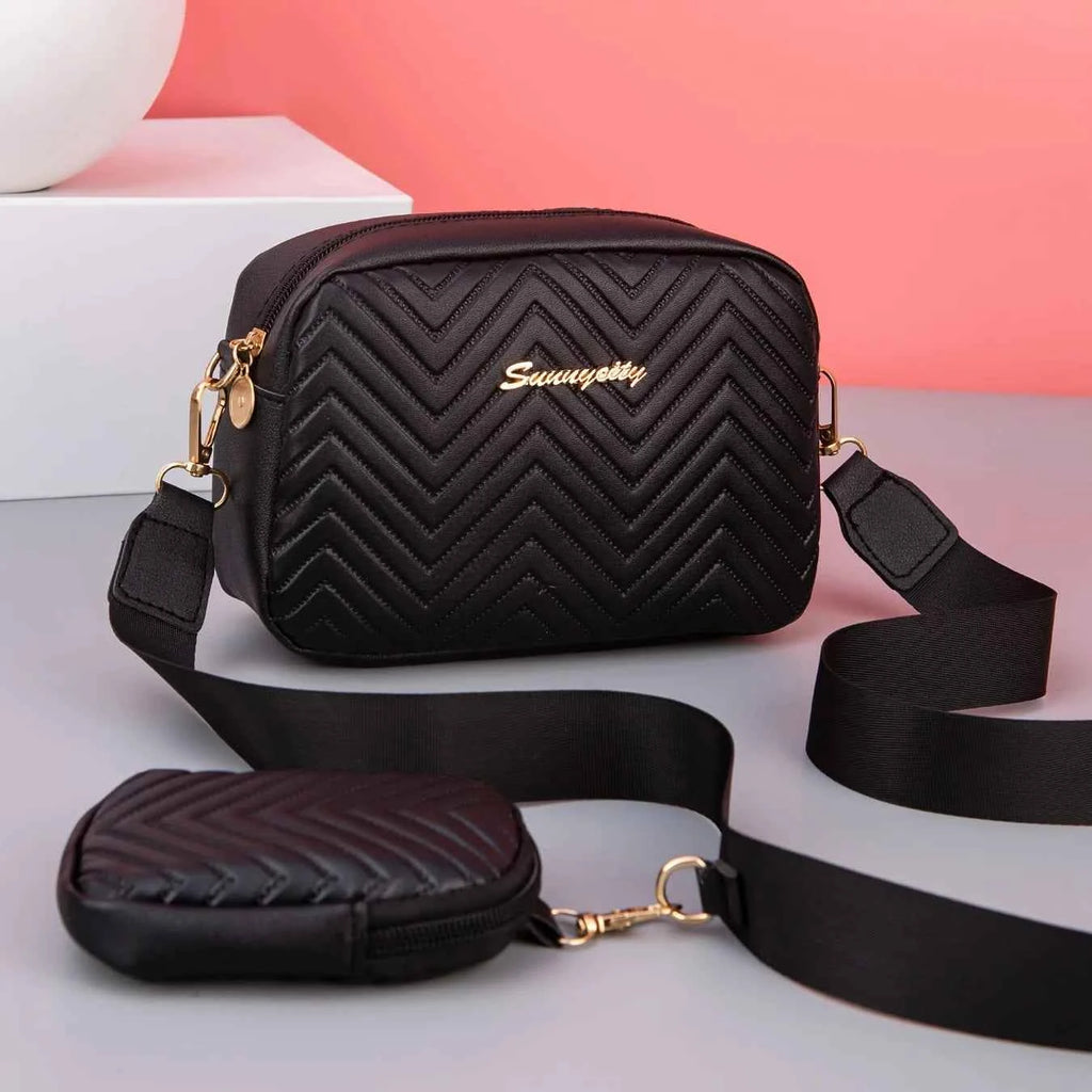 Elegant Sequin Crossbody Bag - Luxury Wave Embossed Mini Purse
