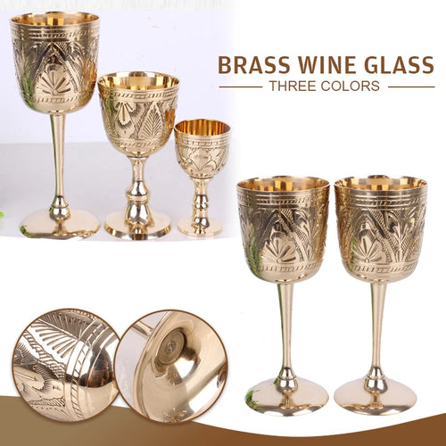 Elegant Pure Brass Wine Glass - Handmade Small Goblet